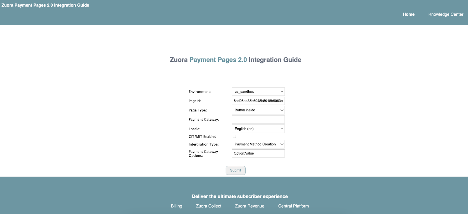 Payment Page Configuration Page